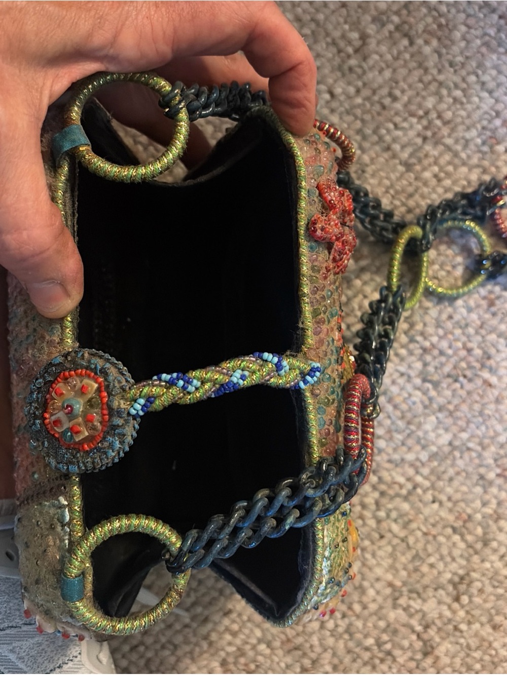 Handcrafted Multicolor Beaded Crossbody Bag
